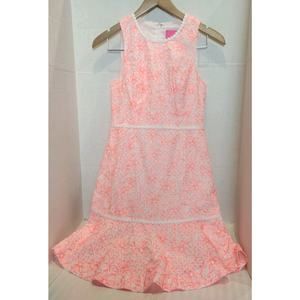 Lilly Pulitzer Ellen Dress Size 00~Lasercut Dots ~Embroidery ~Cantaloupe $228